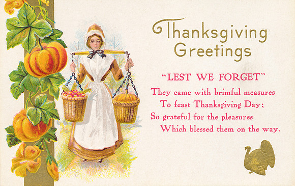 Vintage Thanksgiving Postcard - Lest We Forget