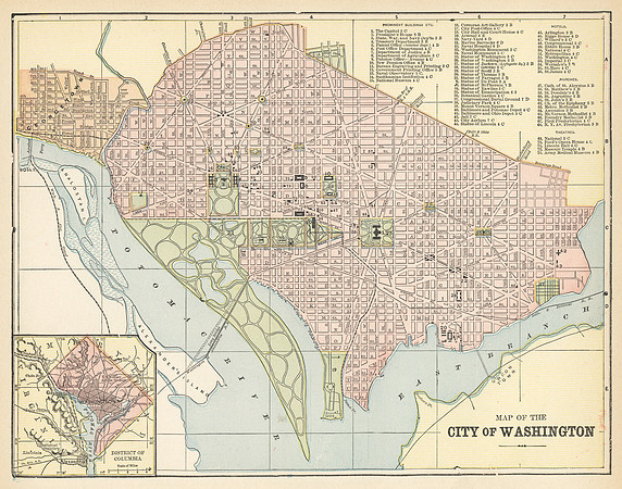 Vintage Map of the City of Washington