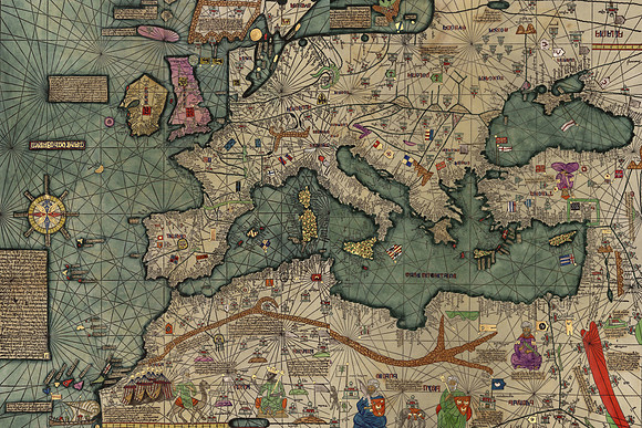 El mar Mediterráneo (by Abraham Cresques circa 1375)