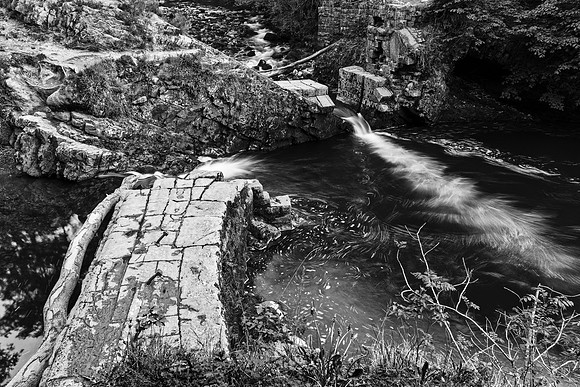 Brecon Beacons River Ruins - Black & White