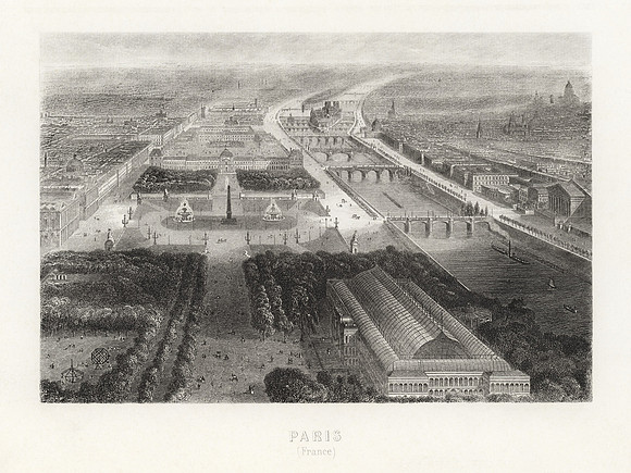 Vintage Image Plate - Paris at Tuileries Gardens