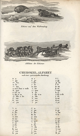 Vintage German Image Plate - Eskimo Scenes & Cherokee Alphabet