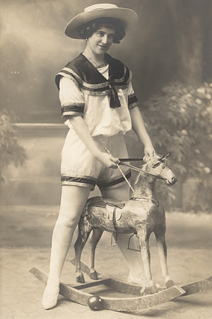 Vintage Portrait Photo - Rocking Horse Sailor