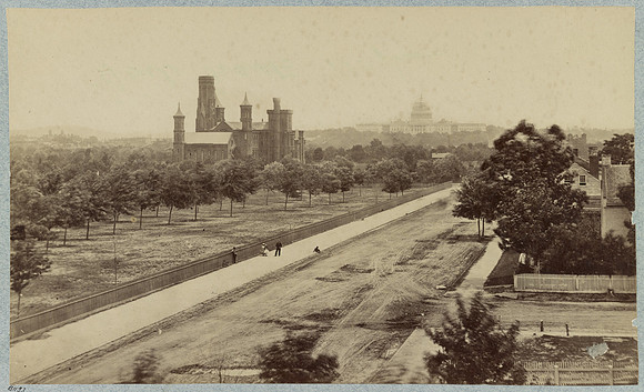 Vintage Washington DC Photo - Smithsonian Castle along the National Mall (circa 1863-1865)