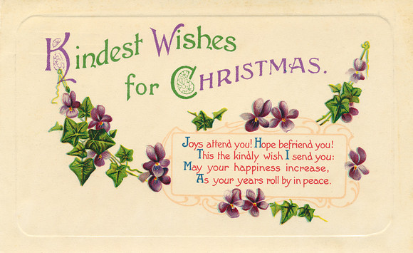 Vintage Postcard - Kindest Wishes for Christmas