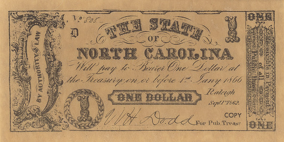 Vintage North Carolina Currency - $1 (reproduction)