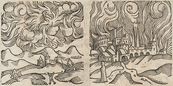 Vintage Woodcut - Sodom & Gomorrah