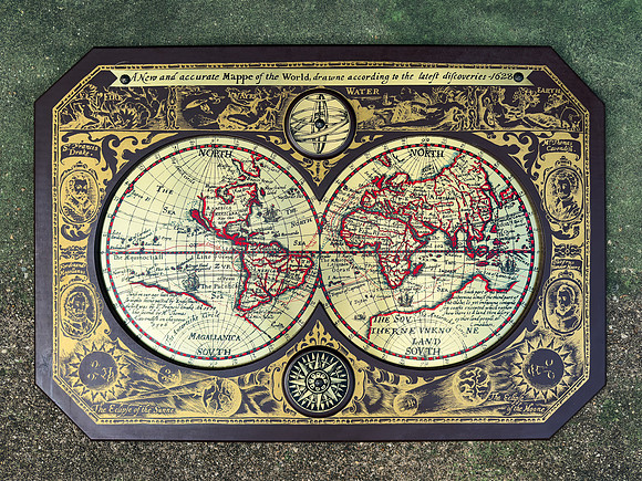 Vintage Reproduction Map - World in 1628