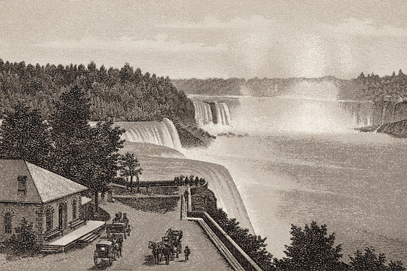 Vintage Heliotype Image - View of Niagara Falls from Prospect Point