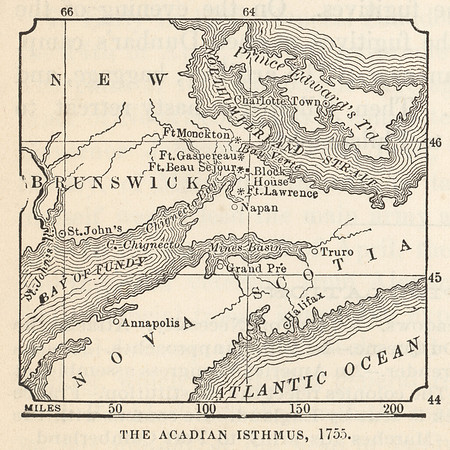 Vintage Map - Acadian Isthmus, 1755