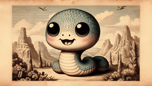 Neo Vintage Engraving - Kawaii Snake