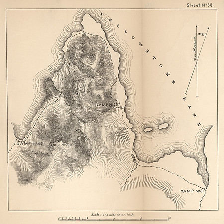 Vintage Map - Yellowstone Lake at Plover Point