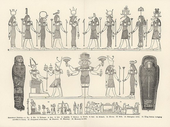 Vintage Image Plate - Egyptian Deities
