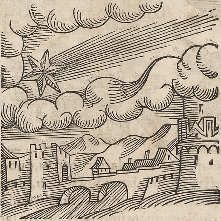 Vintage Woodcut - Comet / Shooting Star