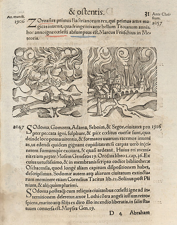 Vintage Woodcut - Zoroaster + Sodom & Gomorrah etc.