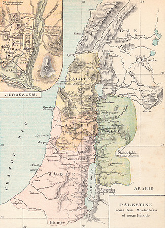 Vintage Map - Palestine under the Maccabees and Herod