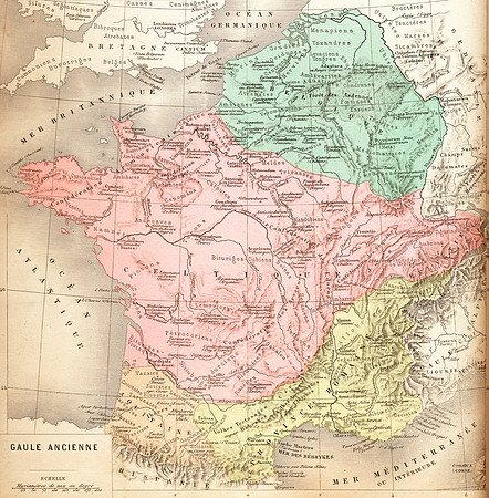 Vintage French Map - Ancient Gaul