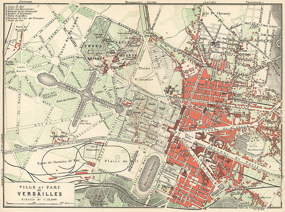 Vintage Map - City & Park of Versailles